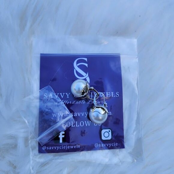 New with original packaging, Savvy Cie 14.5-15mm Cultured Pearl Drop Earrings - Picture 2 of 3